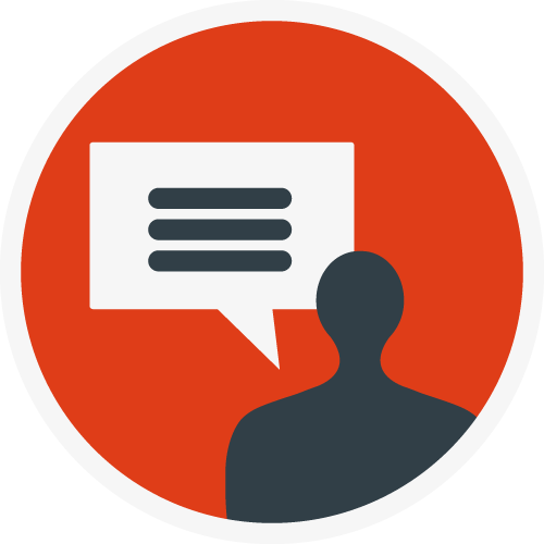 I con of person with speech bubble